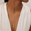 Lange Vergoldete Halskette für Damen, Y-förmige Lariat-Halskette mit Anhänger, Stapelbare Mehrschichtige Ketten-Stack-Halskette, Trendiger Schmuck