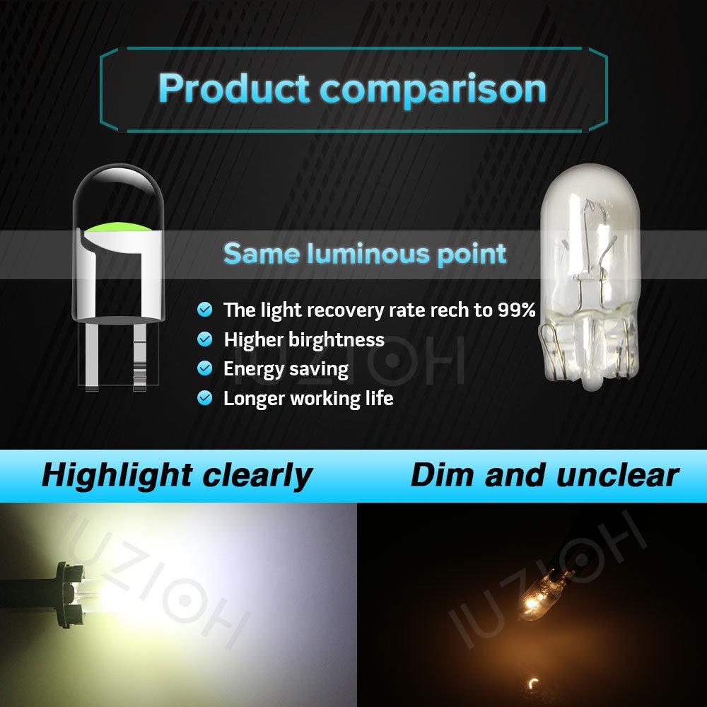 IUZIOH 6PCS 12V 24V T10 Led Lamp W5W WY5W 194 Bulb 5W5 License Plate Interior Dome Door White Red Reading Auto Car Truck Lights