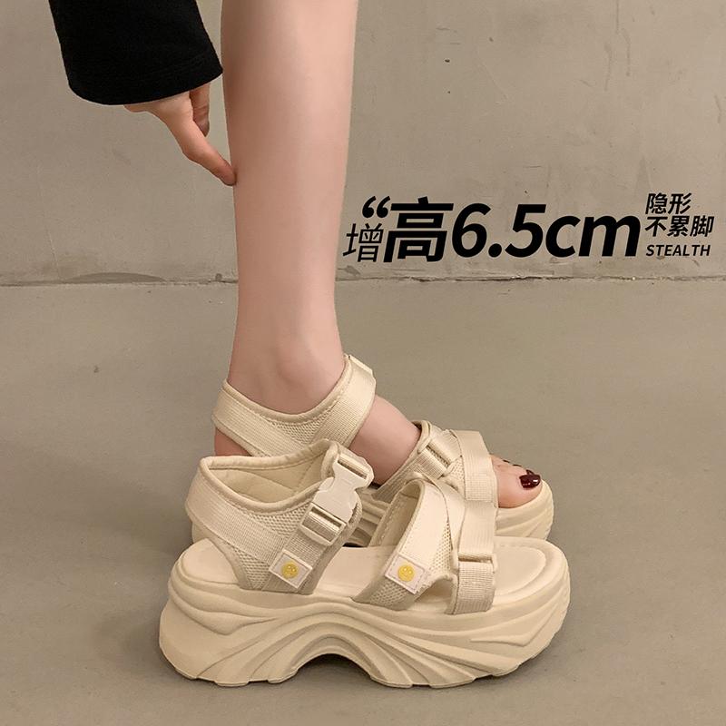 TUINANLE Sandalias de Tacón de Plataforma Gruesa para Mujer Verano Cuña con Hebilla Casual Cómodas de Color Sólido Sandalias de Playa