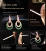 High-End Women's Zirconia-Inlaid S925 Silver Geometric Hoop Dangle Earrings