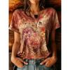 Women's Yellow Tie-Dye Sunflower Butterfly Print Round Neck T-Shirt Short Sleeve Casual Tops for Spring Summer