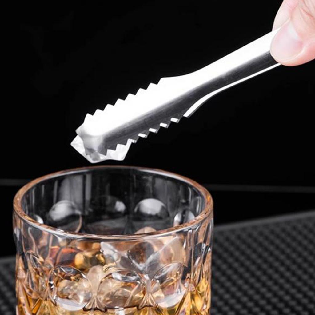 Ice Tong Thicken Stainless Steel Ice Clip Tong Portable Easy Grip Metal Serving Tong for Bar Kitchen