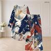 Women Plus Size Two Piece Pants Set Round Neck Long Sleeve Eagle Printed High Low Top Wide Leg Pants