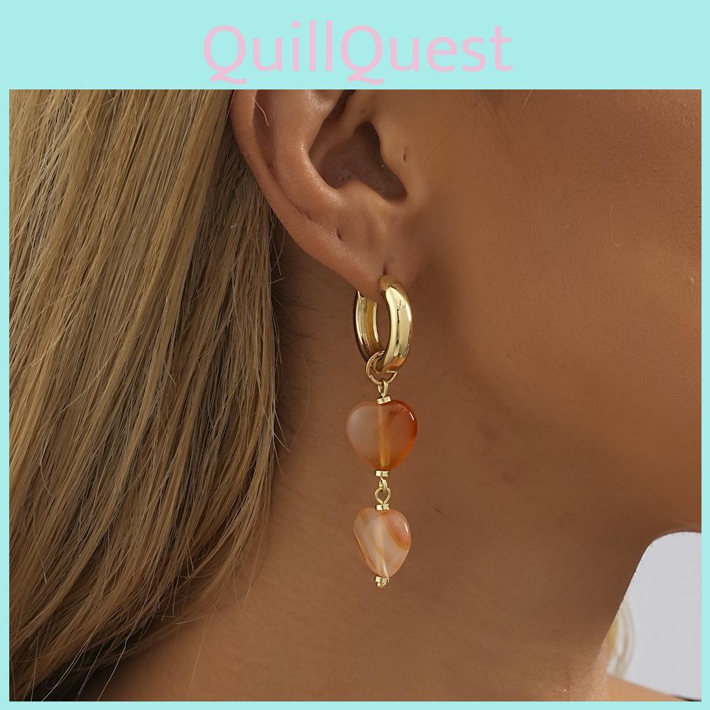 Trendsetting Heart Natural Stone Earrings For Women Perfect Birthday Gift