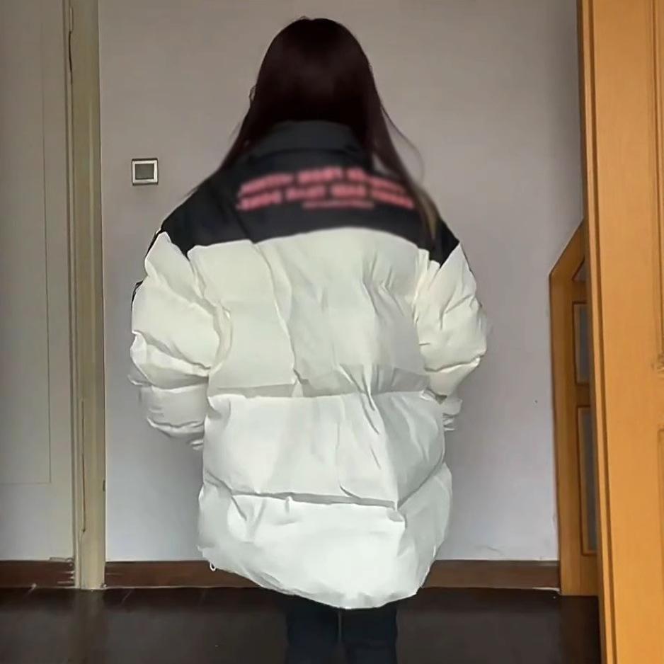 Winter New Loose Contrasting Colors Thickened Warm Bread Clothes Padded Jacket