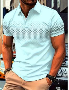 Must-Have: Sketch Print Half-Zip Short Sleeve Polo, Casual Style