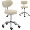 Swivel Cosmetic Chair with Backrest On Wheels 4660 Cm ASCONA Dark Beige