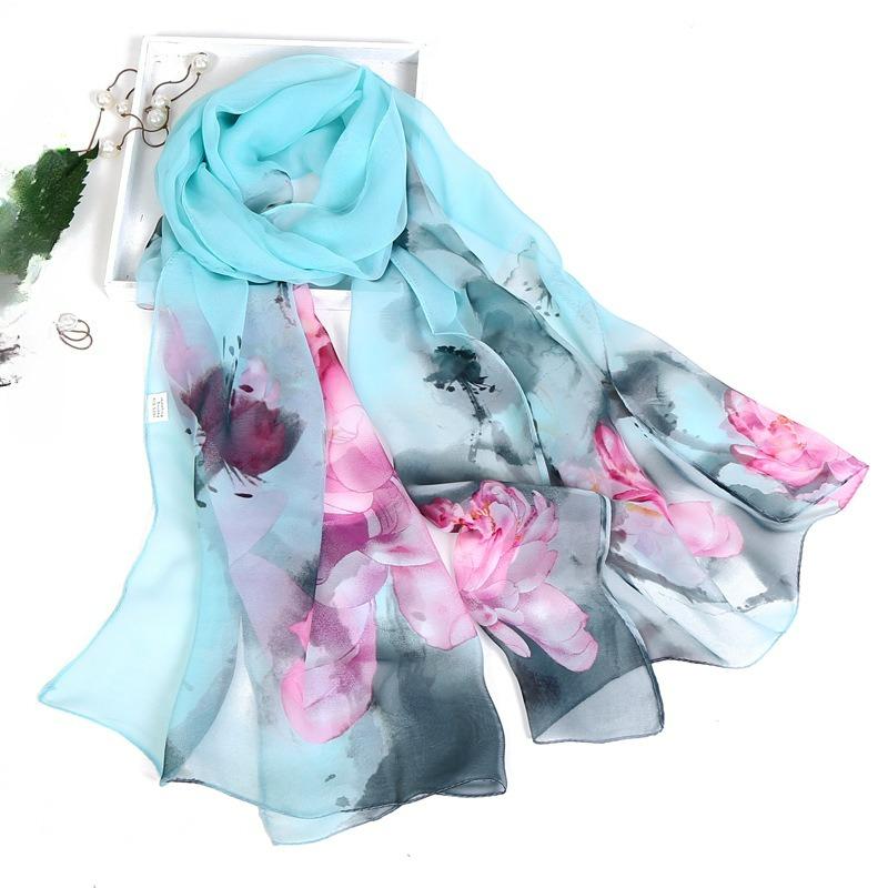 

Модный тонкий и длинный шелковый шарф с принтом, шарф от солнца, шарф из искусственного шелка, украшение, шелковый шарф от солнца, женский, весна и лето 50*160cm