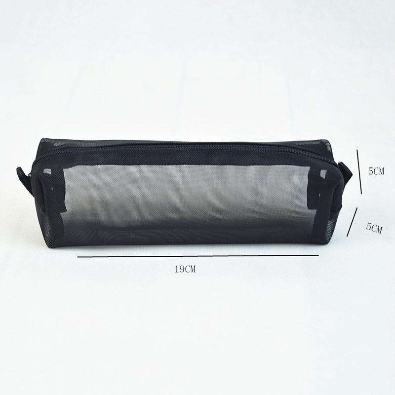 Ylon Mesh Pencil Pen Holder Case Bag Black for Students