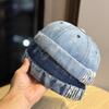American Retro Old Washed Denim Melon Cap for Men and Women Versatile Face-showing Small Dome Hip Hop Street Landlord Hat