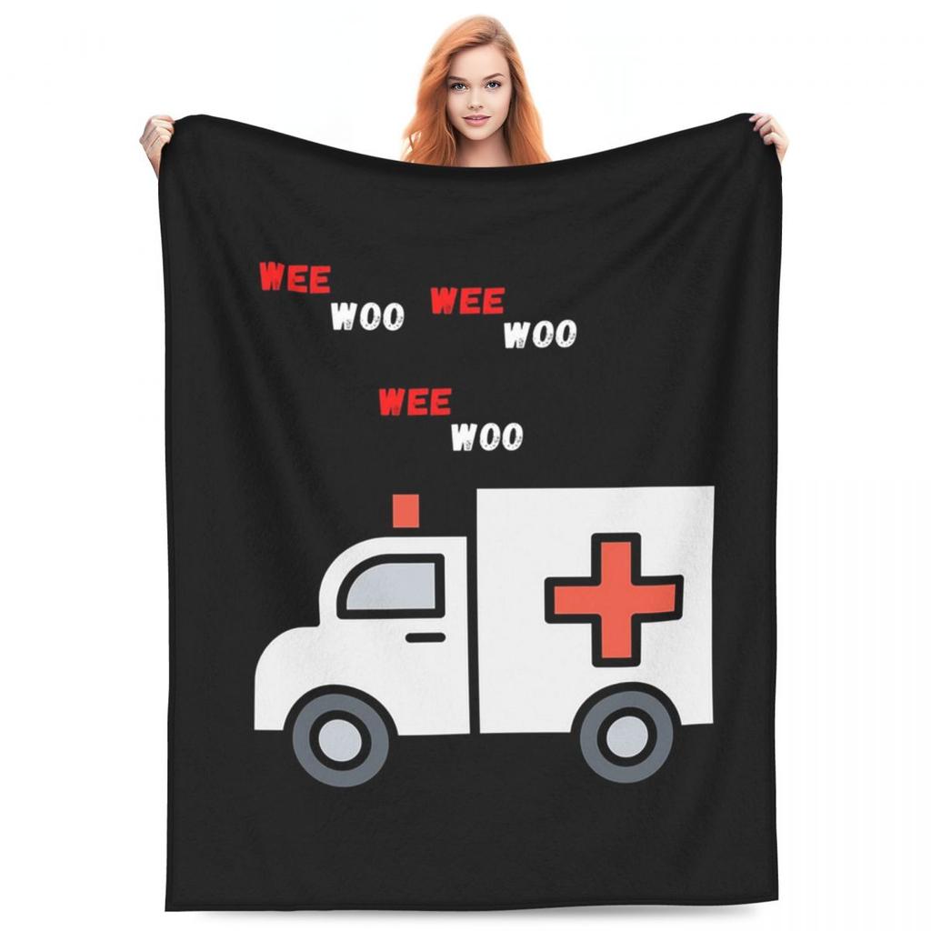 Paramedic Ambulance Wee Woo Print Blanket Flannel Sofa Throw Blanket Warm for Couch Bedding Throws Bedspread Quilt