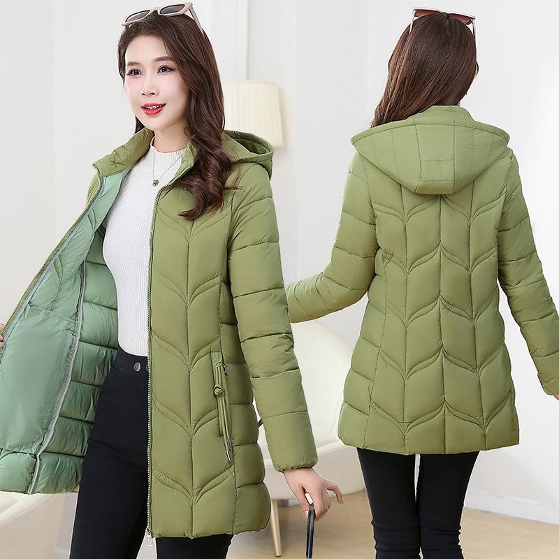 

Женская длинная хлопковая одежда осень и зима новая хлопковая куртка приталенная хлопковая одежда повседневная теплая куртка 6XL recommends 150-80kg зелёный