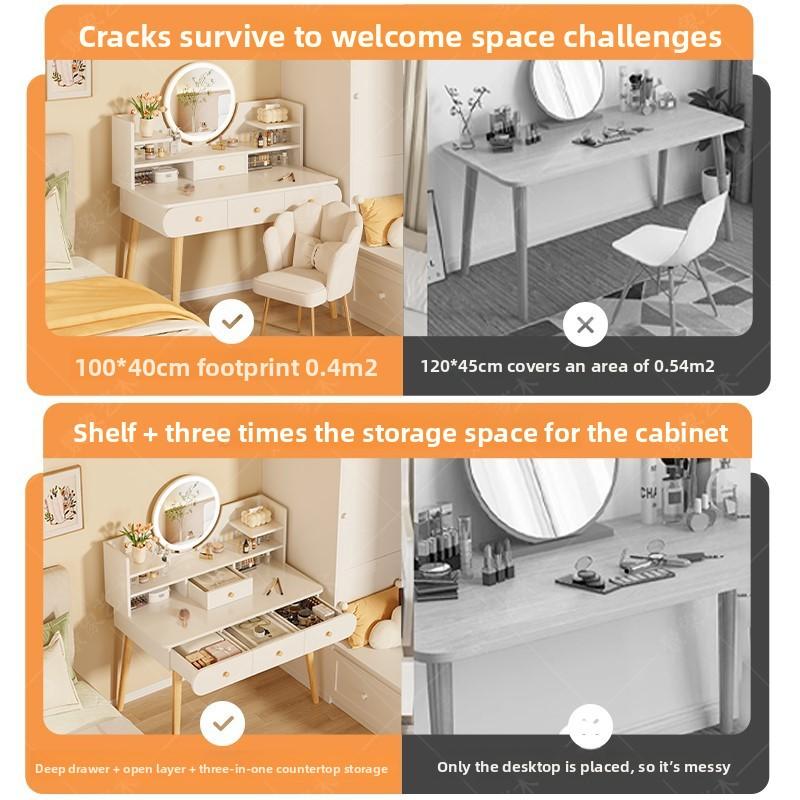 For Solid wood dresser household modern cream style girls bedroom small apartment multi-function mirror makeup table
