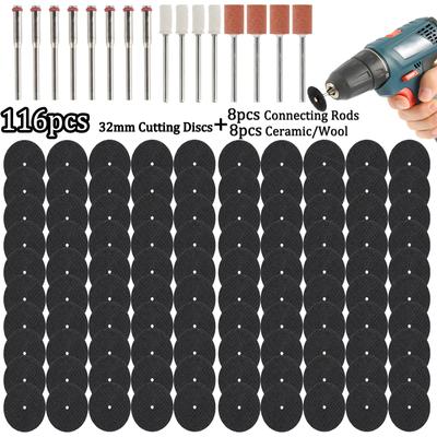 132pcs Rotary Tool Cut Off Wheels Cutting Wheel Discs with Mandrels Rotary Tool Accessories for Cutting Metal, Wood, Stone