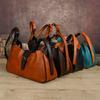 Johnature Genuine Leather Retro Women's Bag Solid Color Soft Cowhide Large Capacity Shoulder Crossbody Bag