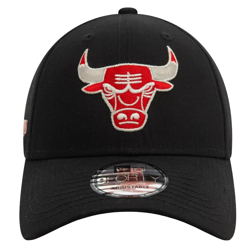 New Era 9FORTY Chicago Bulls Metallic NBA Cap, Mens Black Cap
