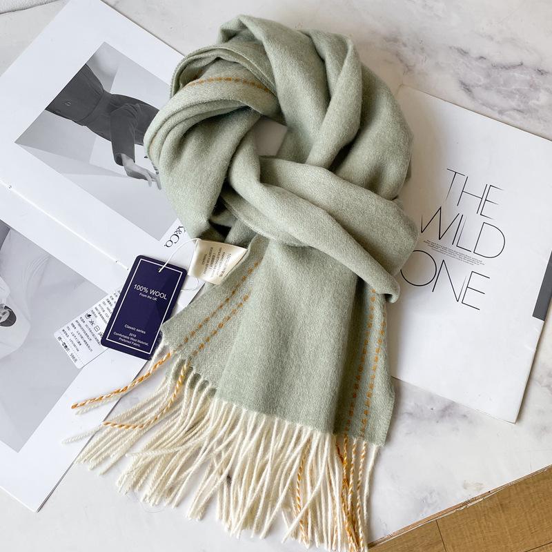 100 wool scarves men's winter dark blue plaid cashmere scarf high-end gift boyfriend dad double-sided shawl