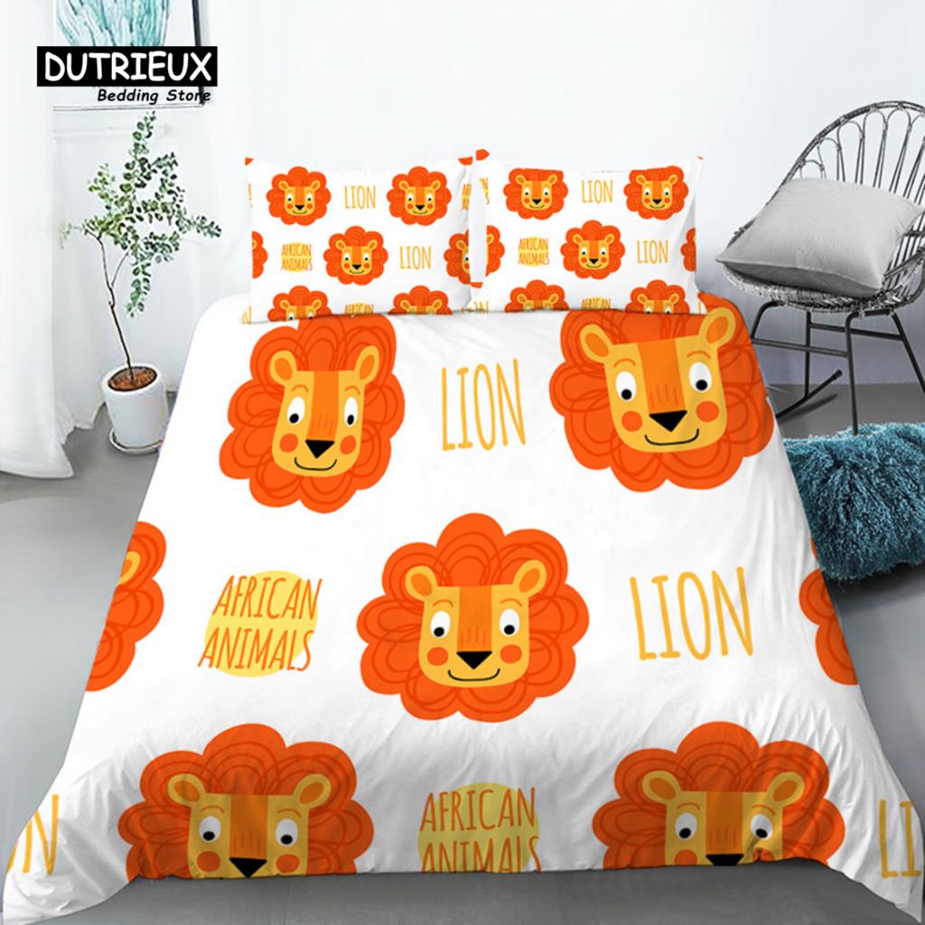 

Забавные мультяшные животные пододеяльник с наволочками медведь курица кролик львы 3D принт комплект постельного белья для малышей декор для подростков EU single(135x200cm)
