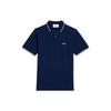 Color Block Letter Print Short Sleeve Polo Shirt Men Tops Blue HPL002JE0001-491