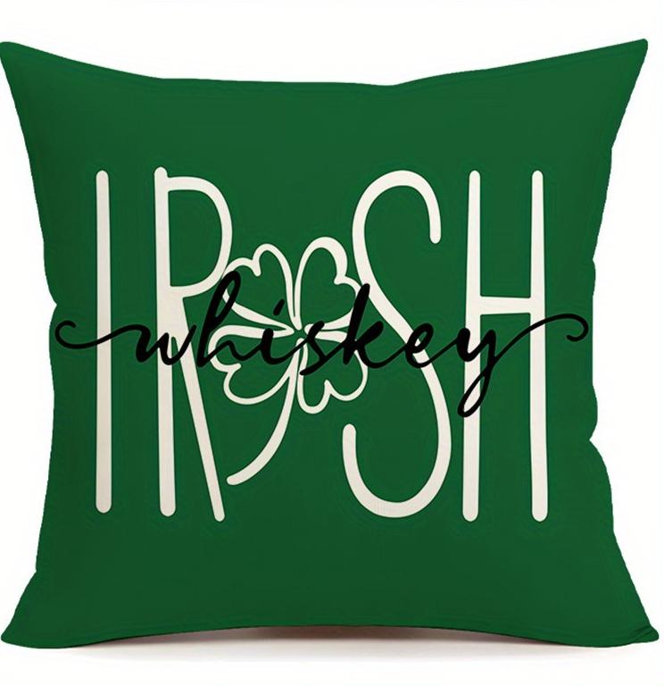 Double-Sided Printed Pillowcase Living Room Sofa Chair Decor Buffalo Plaid Lucky Clover Hat St Patricks Day Throw Pillow Covers
