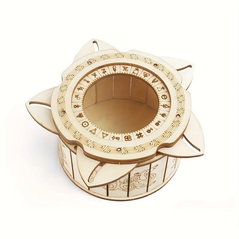 1pc 3D Wooden Puzzle Treasure Box Hand-Assembled Machinery Treasure Box