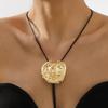 Vintage Unregelmäßige Metallrose Runde Etikette Verstellbare Seilkette Western Cowboy Stil Halskette Frauen Personalisierter Schmuck