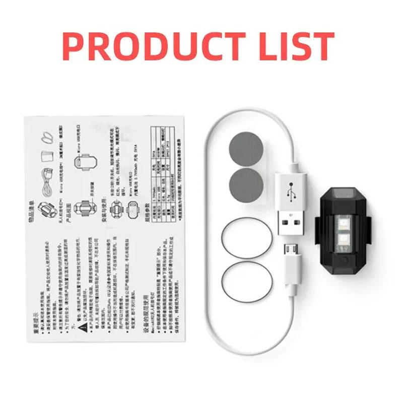 Universal LED Strobe Lights Motorcycle Anti Collision Warning Light USB Charging 7Colors Drone Flash Turn Signal Indicator
