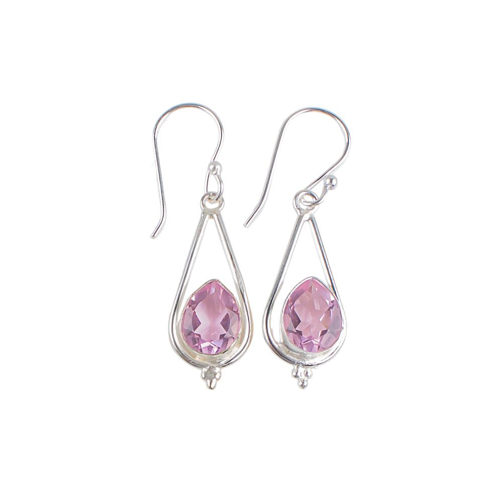 Pear Morganite Gemstone 925 Sterling Silver Jewelry Drop/Dangle Earrings 1.50" EE-14-11