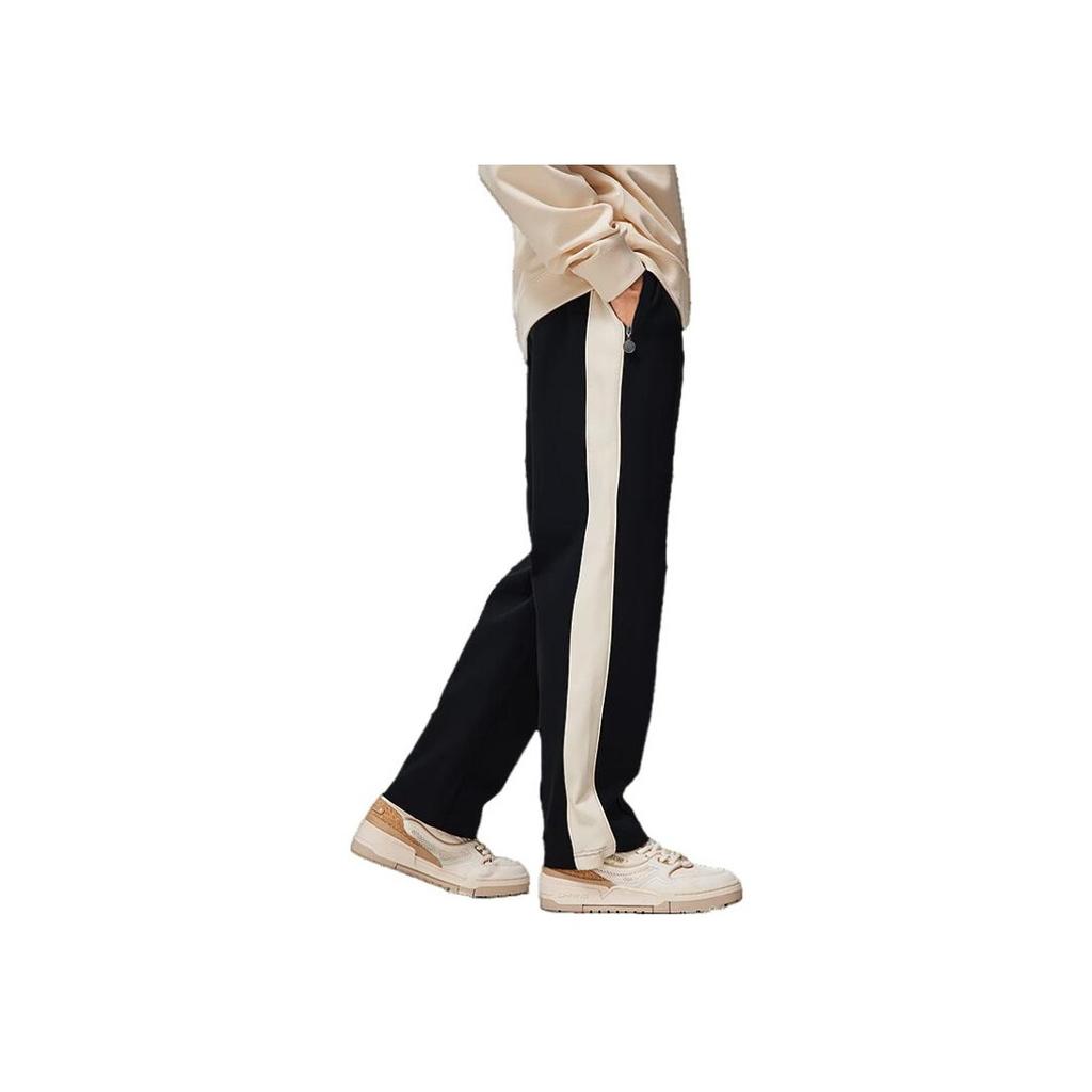 Li Ning Color Block Loose Fit Knitted Sports Pants Men Bottoms Black AKLT419-2