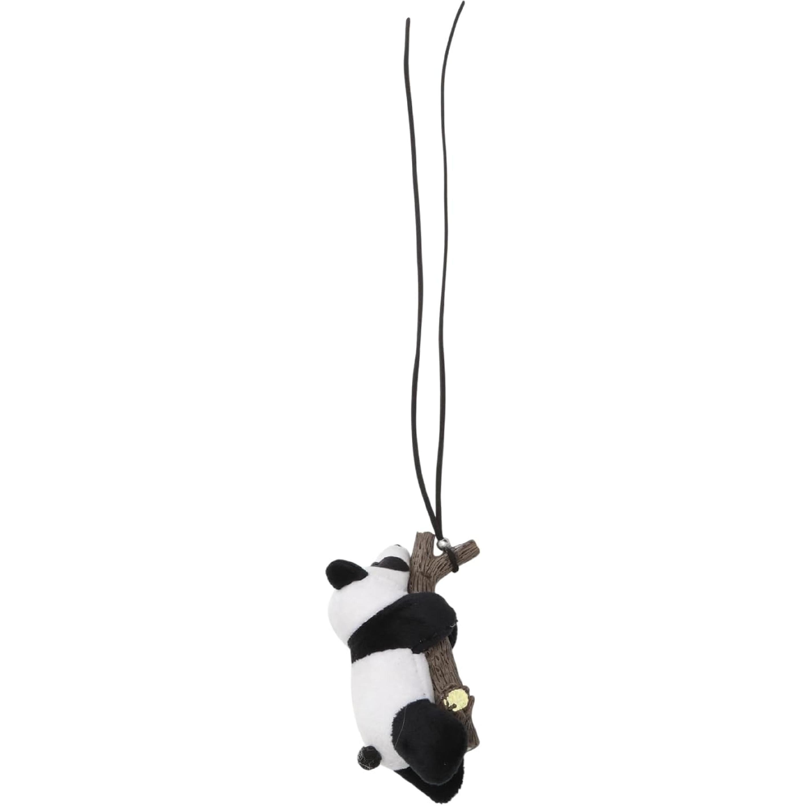 

ACROPIX 1 Pcs Plush Resin Stump Panda Car Rear View Mirror Pendant Accessories Car Hanging Ornament Black White