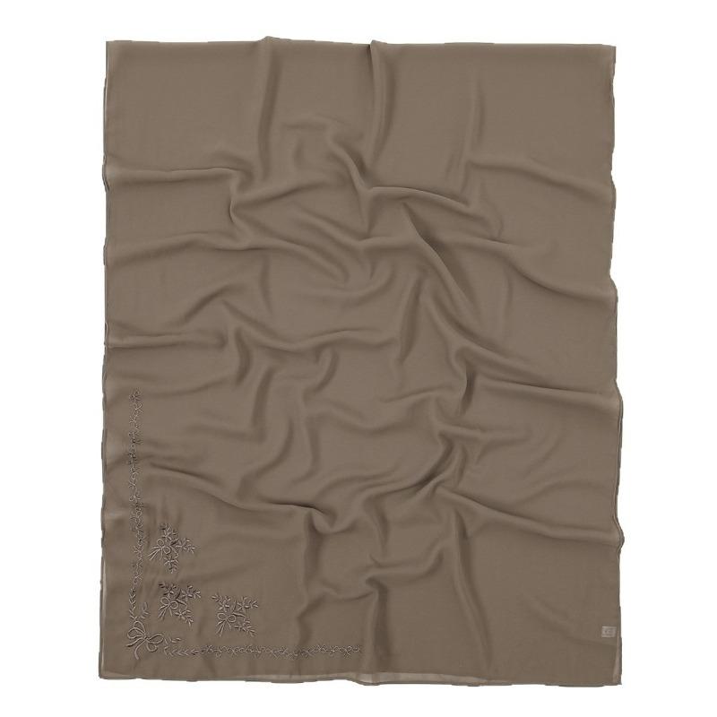 Autumn New Hot-selling Bow Embroidered Chiffon Versatile Solid Color Long Towel Fashionable Breathable Bag Head Scarf