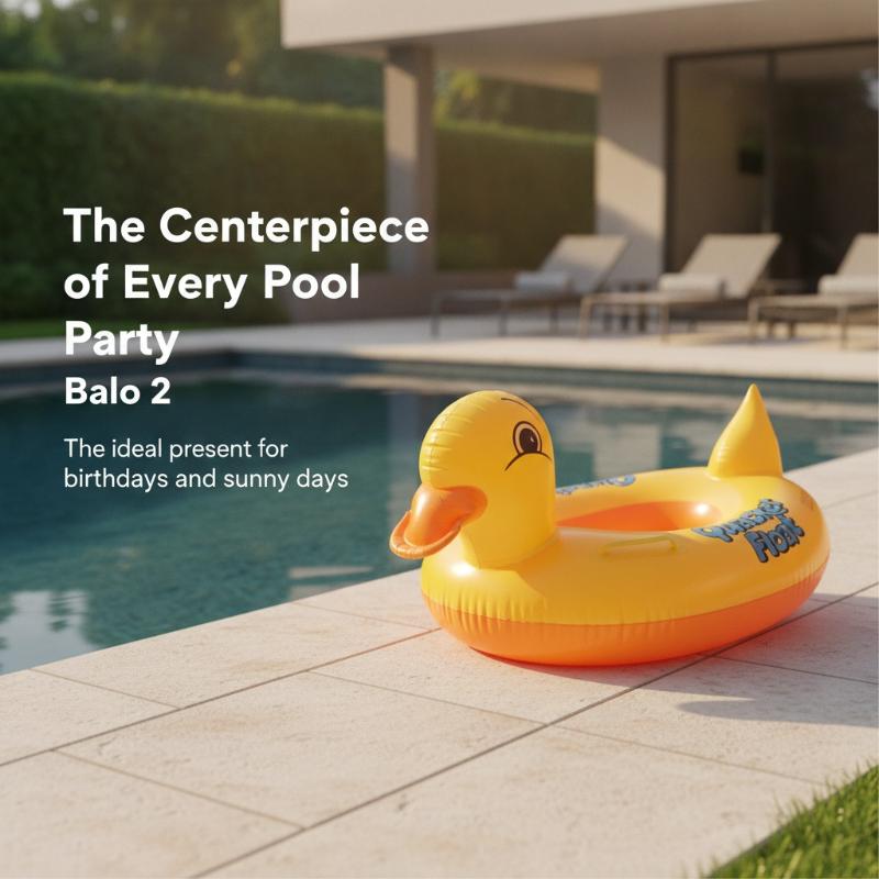 Yellow Duck Inflatable Swimming Ring Thickened Anti Rollover Pvc Float With Handle Kids Lifebuoy For Pool Beach Water Party