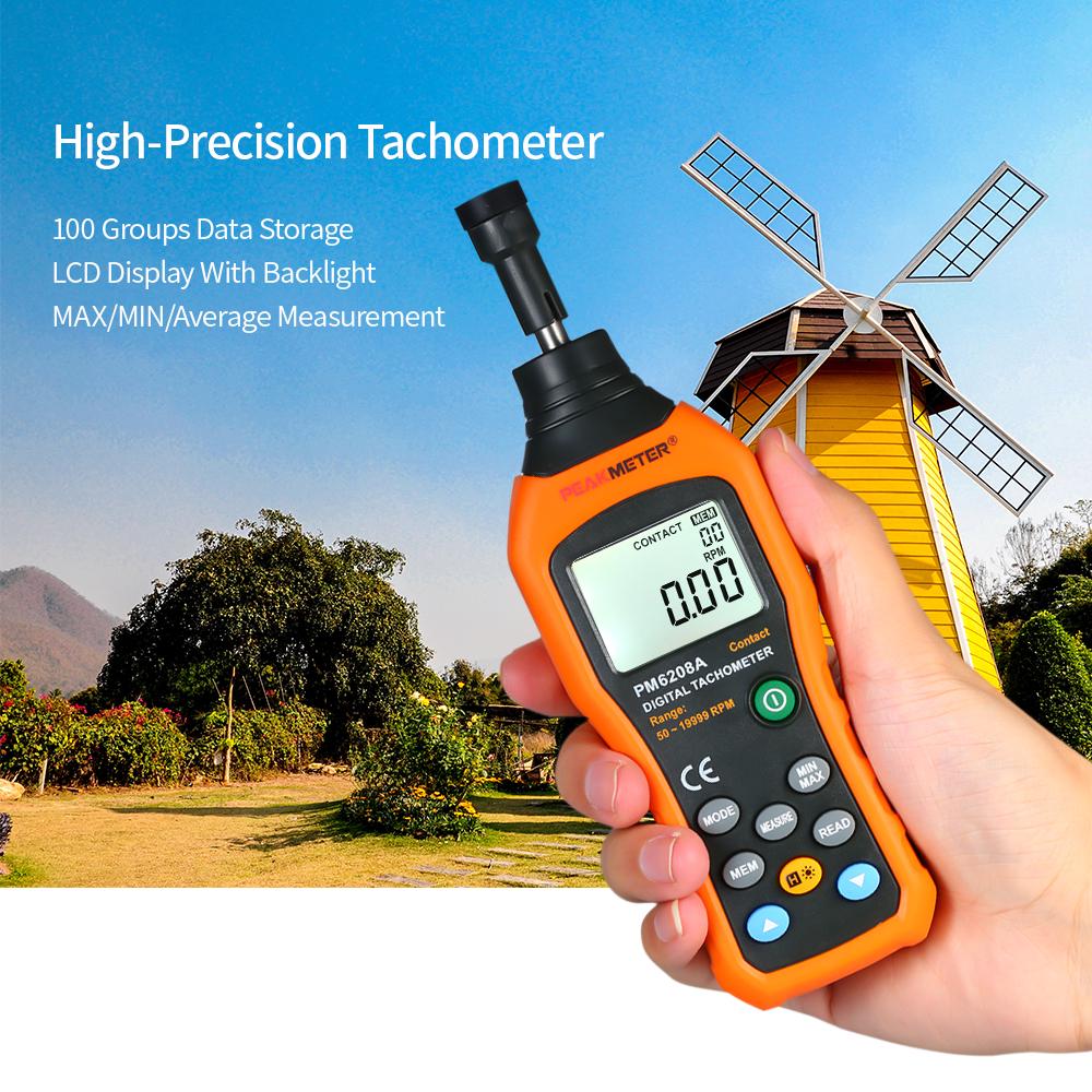 Tachimetro Digitale PEAKMETER PM6208A - Misuratore Di Giri Motore Da 50 A 19999 RPM