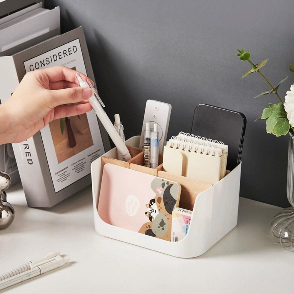 Durable 4/5 Grids Remote Controller Storage Box Cosmetic Storage Plastic Desktop Storage Box Multifunction Living Room Organizer