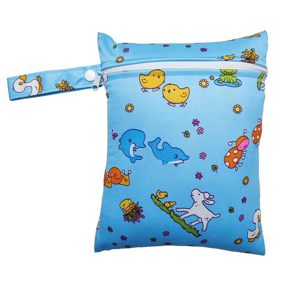 20x25CM Cartoon Print Waterproof Storage Bag - Single Pocket, Wet/Dry, for Baby Stroller