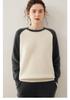 Women's Color Block Cashmere Sweater - Round Neck, Thick Knitwear for Autumn/Winter, Soft and Cozy Pullover