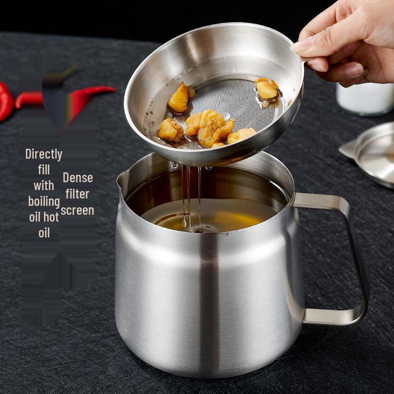 Stainless Steel 304 Oil Filter Pot for Kitchen - Frying Pot with Separate Oil and Dregs Storage.