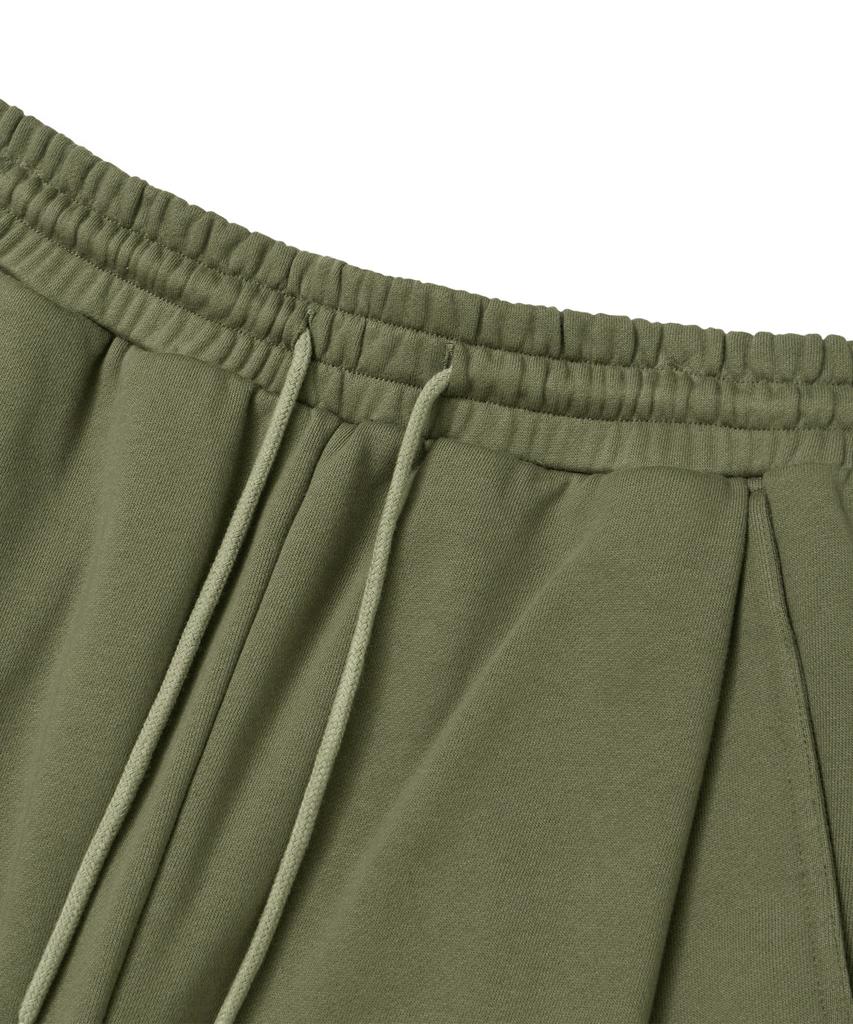 BROWNBREATH Tag Two Tuck Wide Sweat Pants - Khaki