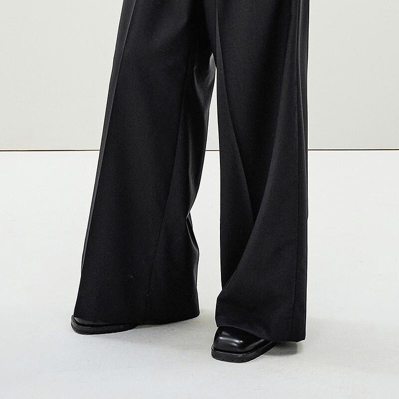 Less Spring 2025 Casual Merino Wool Wide-Leg Pants
