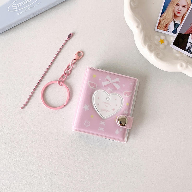 Ins Korean version cartoon 2-inch mini album girl s love hollow out big head sticker storage book keychain pendant card book