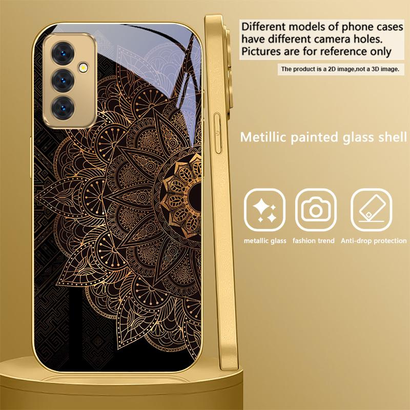 

Golden geometric lines For Samsung Galaxy S 21 S22 S23 Plus S24 Ultra S20 FE 25Ultra S21+ S9+ 22Plus Golden glass phone case Galaxy S8