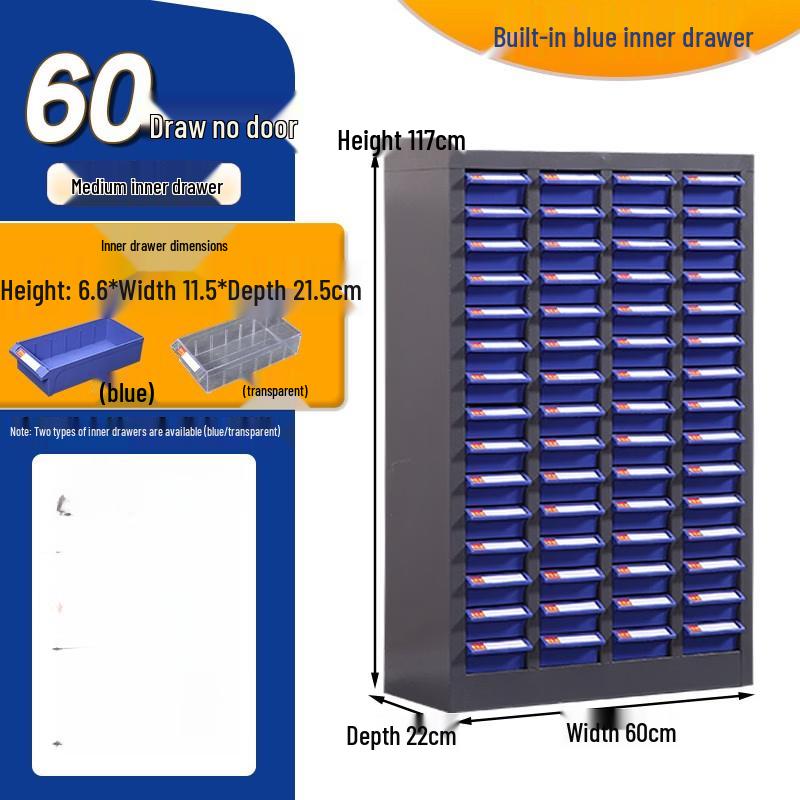 Medium Blue 60-Drawer Parts Storage Cabinet