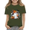 Kids' Halloween Printed Short Sleeve Neck T-Shirt, Loose Fit Top