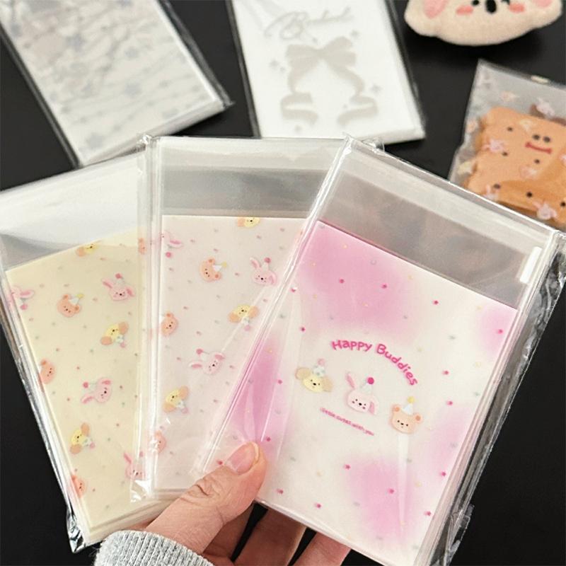 50 ks Roztomilé kreslené uzavíratelné sáčky Samolepící kreativní sáčky na cukroví Malé sáčky na sladkosti Sáčky na svačinu Dárkové balení sáček