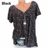 Summer Casual V Neck Printed T Shirt Loose Short Sleeve for Women Plus Size