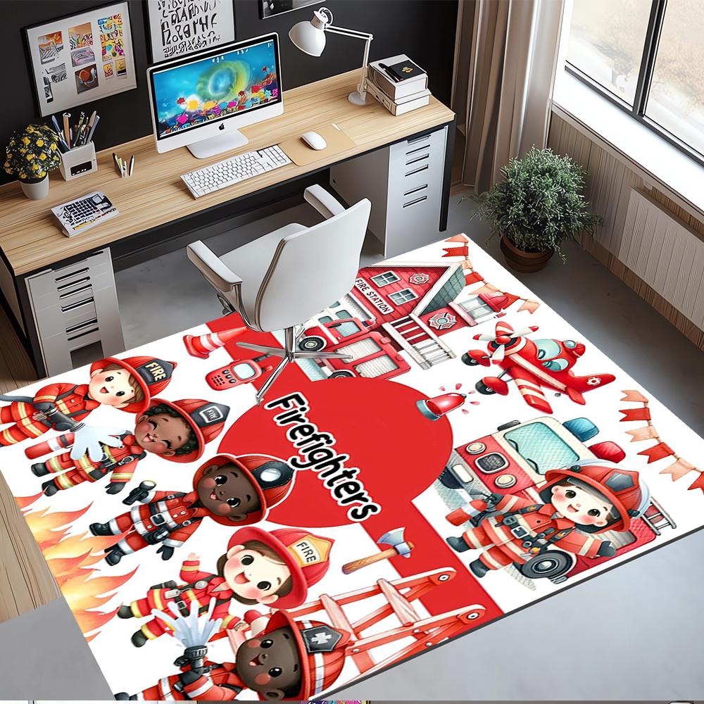 Fire Truck Printed Carpet,Rug,for Office Chair Living Room Bedroom Kitchen Room Decor Gifts.
