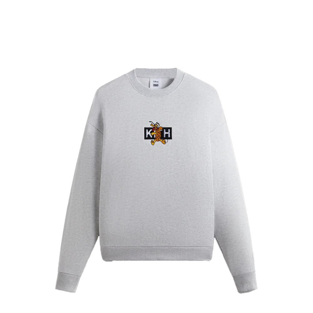 Kith For Mickey & Friends Cyber Monday Pluto Classic Logo Crewneck Light Heather Grey Men Tops KHM031783-002