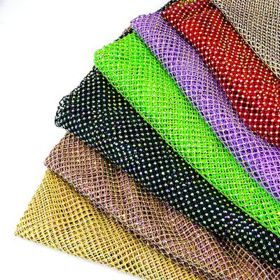 Strass-Netzstoff Kristall Bling Glänzend Dehnbar Funkelnd Ausgeschnittenes Netzgewebe 1*5M Stoff DIY Kleidung Tasche Herstellung Party Dekoration