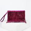 Women's Sequins & Fringe Evening Clutch - Bohemian Unique Woven Straw Beaded Handbag with Luxury Texture for Wedding & Party Outfits