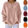 Haut Décontracté à Manches Longues Boutonné Col Rond Coupe Ample pour Femme